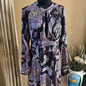 Long sleeve paisley maxi dress